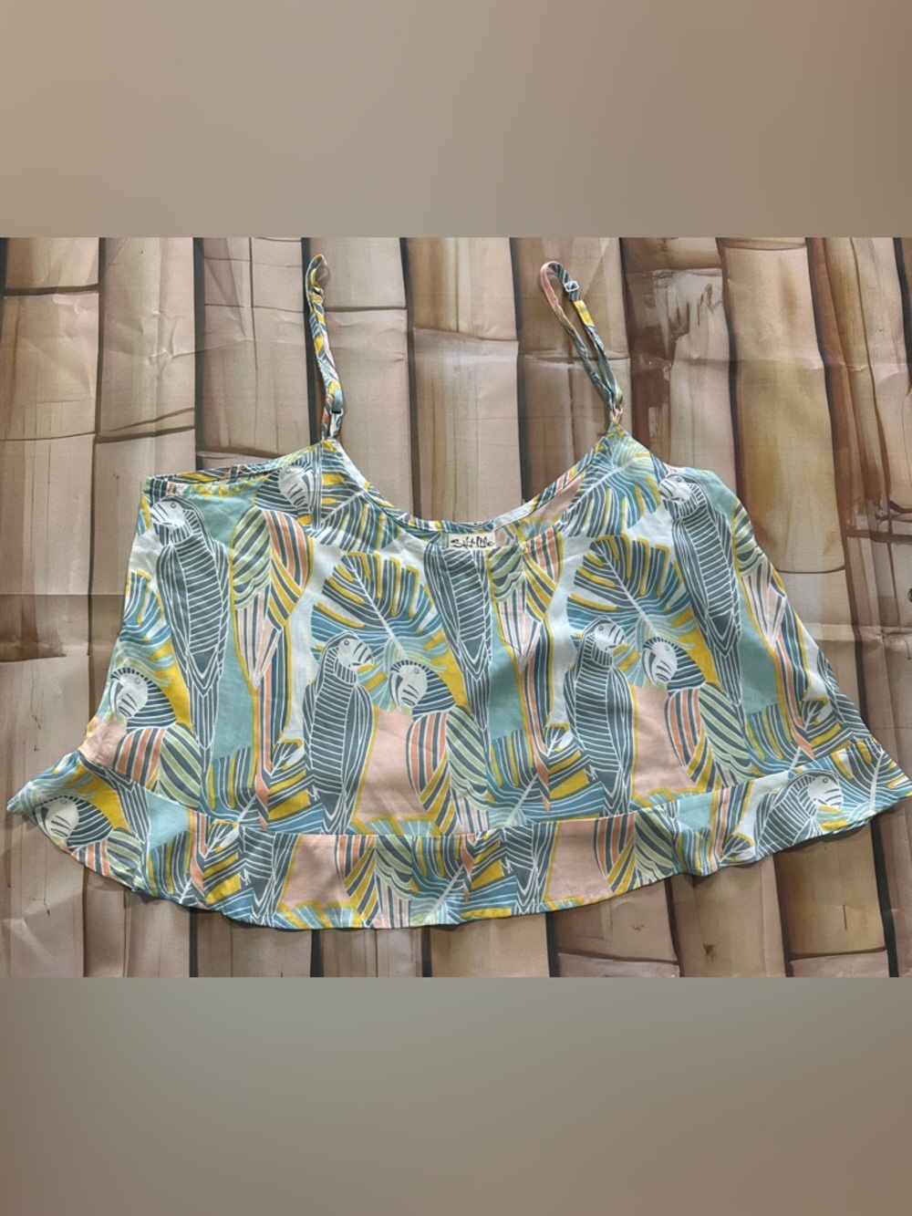 Salt Life Tropical Parrot Print Camisole in Teal, Yellow & Cream